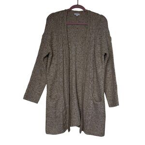 J. Jill Women's Open Front Light Tan & Cream Knit Cardigan Sz Small